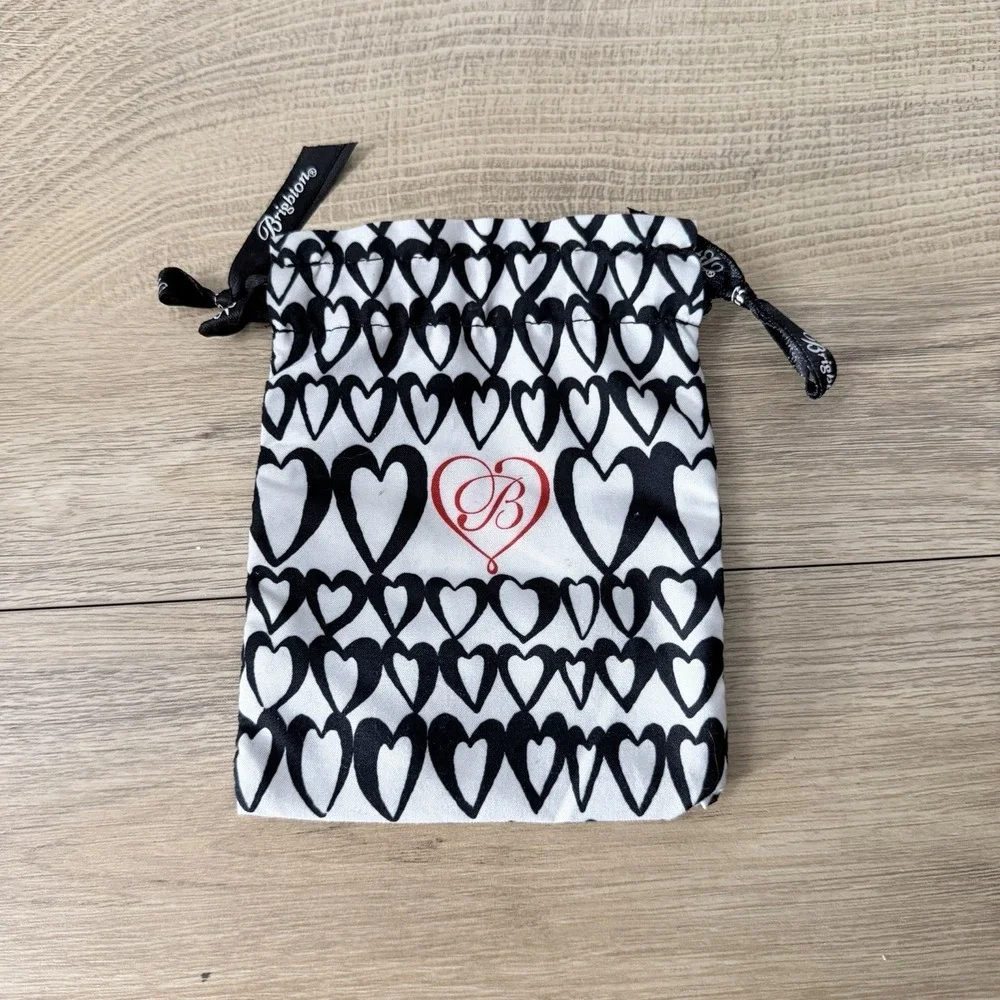 Brighton Hearts Drawstring Bag Jewelry Pouch Travel Storage Gift Black White
